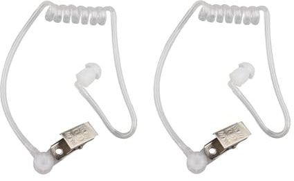 Jopto 2pcs Walkie Talkie Audio Headset Replacement Covert Air Acoustic Tube with In-Ear Mushroom Earbud Agent Secret Earpiece Costume Prop Compatible with Two Way Radio Motorola Kenwood Baofeng Icom
