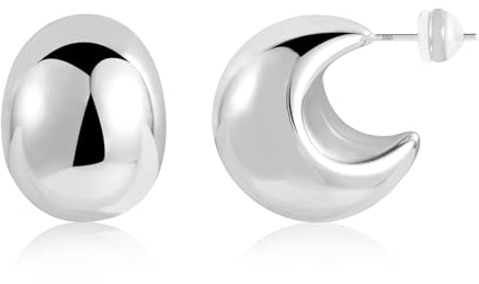 BOUTIQUELOVIN Dupes Tropfen Ohrringe Silber 925 Damen Chunky Ohrstecker Silver Earrings für Frauen Freundin Mama Mädchen