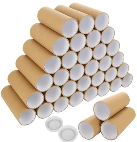 LOYORTY 40 tubi per spedizioni da 5,1 x 15,2 cm con tappi, piccoli tubi di cartone per spedizioni, imballaggi, stampe artistiche, mappe, progetti