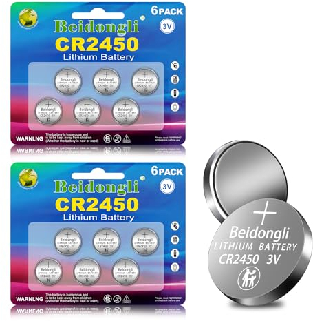 CR2450 Batterie 3V Lithium Knopfzellen CR 2450 Batterien 12 Stück【5 Jahre Garantie】