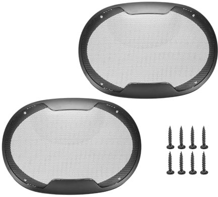 sourcing map 2 piezas de 6 x 9 pulgadas para rejilla de altavoz de malla decorativa ovalada protectora de Woofer, color negro