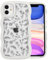 QLTYPRI Compatible with iPhone 11 Case, Cute Curly Wave Frame Clear Case for Girls Women, Flower Clear TPU Bumper Slim Soft Silicone Shockproof Protective Phone Cover for iPhone 11- Black Floral/White
