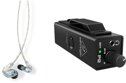 Shure SE215 PRO Wired Earbuds - Professional Sound Isolating Earphones, Clear Sound & Deep Bass & Behringer POWERPLAY P2 Ultra-Compact Personal In-Ear Monitor Amplifier
