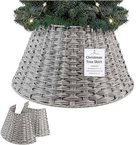 DECO EXPRESS Weihnachtsbaum Rock, Weihnachtsbaumständer Abdeckung - Verschiedenen Größen (Grau – Oberseite innen 27,2 cm/Basis innen 50 cm)