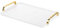 PATIKIL Bandeja de Plástico de 12 x 8,6 con Asas Doradas, Bandeja Rectangular Reutilizable para Servir Postres, Café, Té, en la Mesa de la Sala de Estar, Encimera de Cocina, Blanco