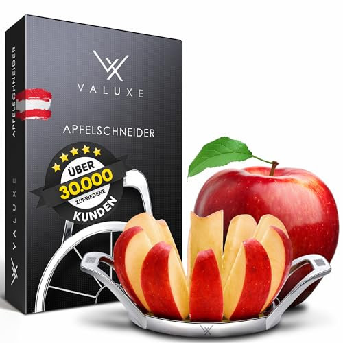 VALUXE® Apfelschneider - Premium Edelstahl Apfelentkerner mit scharfer Klinge - Handlicher Apfelausstecher für 10 gleichmäßige Stücke - Apfelteiler, Apfel-Schneider