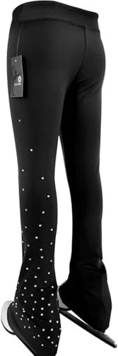 Generisch Eiskunstlaufhose mit Qualitätskristallen Schwarze Eislauf-Leggings für Kinder Eislauf-Leggings Übungshose für Damen und Mädchen Mit Strass Yoga Gymnastik Sport Hose,D,XL