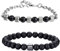 ZENGSING Perlenarmband Herren 2 Stücke Herrenarmband aus Halbedelmetall 8 mm Perlenarmbänder Set Elastisches Kugelarmband Verstellbares Edelstahl Armband Herren Damen Geschenk für Männer (Schwarz)