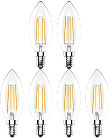 Tuoplyh E14-Sockel LED Classic Lampe, in Kerzenform, nicht dimmbar, Ersetzt 4W = 40 Watt, Warmweiß - 2700 Kelvin,Glas,6 Stück (1er Pack)
