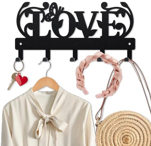 MAYJOYDIY LOVE Papillon Vigne Porte-clés mural Home Feuilles de Vigne Porte Manteau Fixation Murale 25×12cm Art Murale Porte Clés avec 5 Crochets Pour Entrée Porte D'entrée Couloir Cuisine