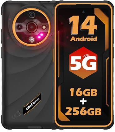 Ulefone Armor X31 Pro 5G Moviles Indestructibles 16GB+256GB/2TB, 64MP+25MP Visión Nocturna Móvil Rugerizado, Android 14, 120Hz 6.56 HD+ 800nits, 6050mAh Dual 5G SIM/NFC/GPS/120 lúmenes Flash- Naranja