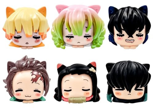 PIIMNT Demon-Slayer Figuren, 6 Stück Nezuko Tanjiro ActionFigur, Figuren Cartoon Charakter Modell Figuren,Demon-Slayer Statue, Spielzeugsammlungen, Geschenke für Junge
