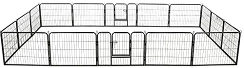 Rainery Parc pour Chiens 16 Panneaux Acier 60 x 80 cm Noir Chenil d'extérieur pour Chiens, Parc Enclos de Jardin pour Animaux, Lapins