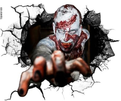 OSALADI Pegatina de pared zombie 3d decoración pegatinas de Halloween etiqueta de la pared de halloween etiqueta engomada de la puerta de Halloween de polivinilo Negro
