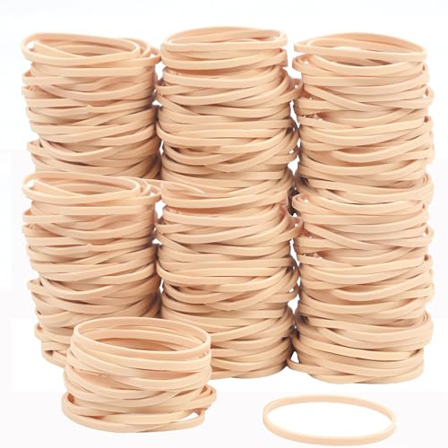 AOUOU Rubber Bands Beige 80mm x 3mm Net Weight 190g/about 200pcs | Elastic Rubber Band,for Office Home Supply File Folder