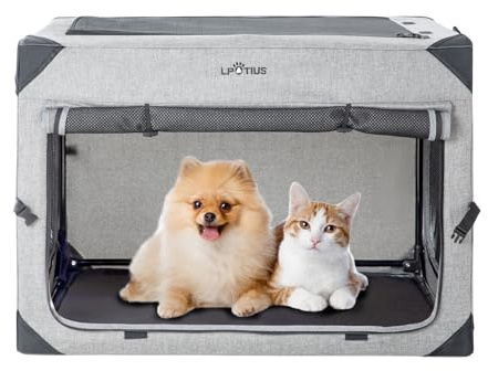 Hundetransportbox Faltbar Atmungsaktiv Robust fürs Auto, Anthrazit | Transportbox für Hunde und Katzen, Transporttasche, Haustiertransportbox, Hundetragetasche, XL 95.5x67x67cm