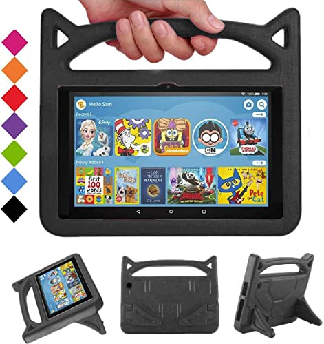 DJ&RPPQ 8IN Tablet Case For kids.(2024.2022/2020 Release),Light Weight/Shock-Absorption/Anti Slip/High Impact/Handle Friendly Kids Case.(Incompatible with TCL iPad Samsung 8in Tablet) (Black)
