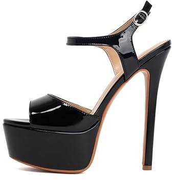 Veelau Meieer Plateau Sandalen Stiletto High Heels Damenschuhe mit Verstellbarem Knöchelriemen Sexy Sandaletten