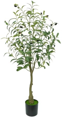 Kleiner künstlicher Olivenbaum, realistische Topfpflanze für Innenbereich, Haus und Büro, Dekoration, lebensechte Zweige und Früchte, perfekter simulierter Olivenbaum für einfache Pflege und Stil