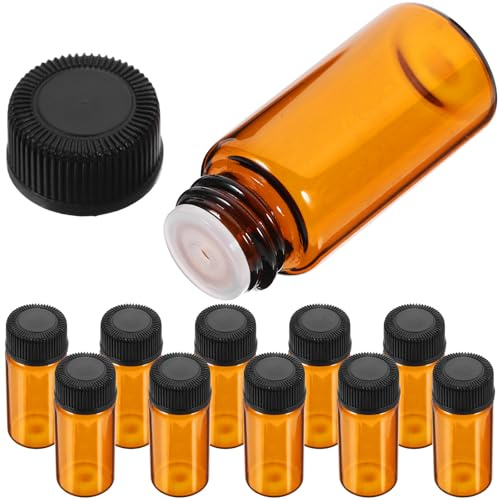 JOINPAYA 100 Stück Öl Probenfläschchen aus Glas 3 ml Braun Sicherer Verschluss Reise Serumbehälter für Ätherische Öle