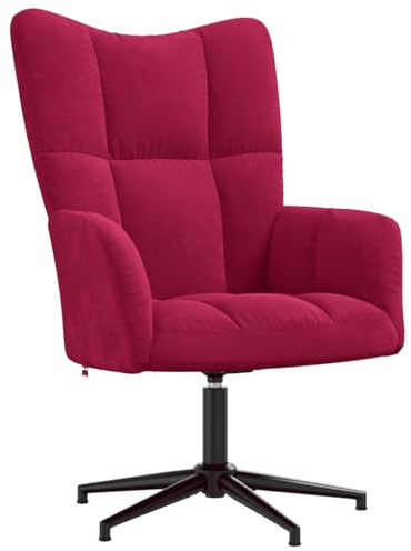 Yisssmeng Relaxsessel Weinrot Samt 360° Drehsessel mit Stahlgestell Lesesessel 62x68x91 cm für Wohnzimmer Schlafzimmer Büro