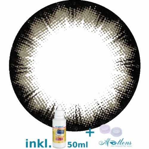 Matlens - Pro Trend Farbige Kontaktlinsen ohne Stärke grau Big eyes Pure NPX-B01 2 Linsen 1 Kontaktlinsenbehälter 1 Pflegemittel 50ml