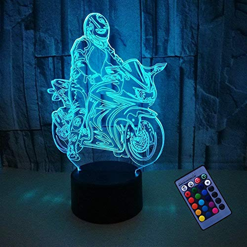 Kreative 3D Motorrad Nacht Licht 16 Farben Andern Sich Fernbedienung USB-Strom Touch Schalter Dekor Lampe Optische Täuschung Lampe LED Lampe Tisch Kinder Brithday Weihnachten Geschenke