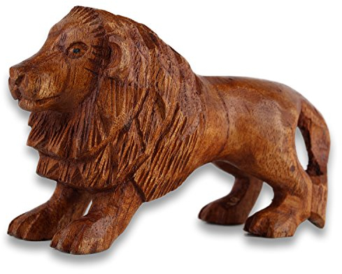 ART-CRAFT Holz Löwe Mini Holzschnitzerei Holzfigur bemalt Miniatur 8cm