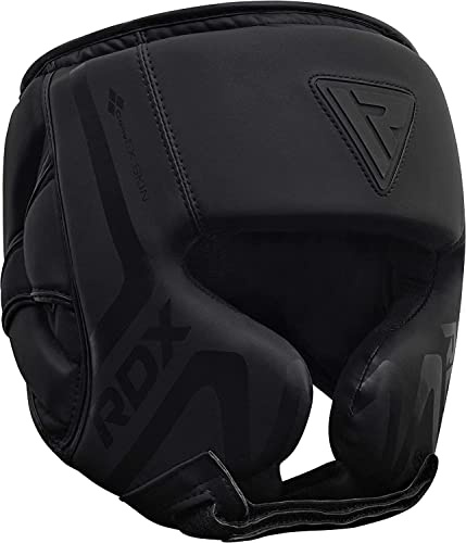 RDX NIOR Kopfschutz Boxen, Maya Hide Leder, Kickboxen MMA Kampfsport Schwarz Kopfschützer Thaiboxen Gesichtsschutz, Boxing Sparring, Boxhelm Muay Thai TaekwondoTraining, Manner Damen