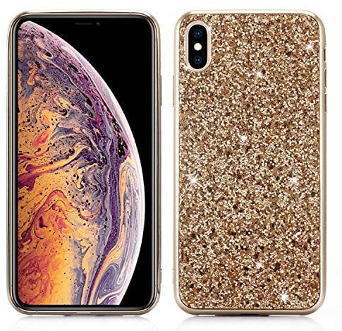 xifanzi Luxury Bling Glitter Silicone Case Cover for iPhone X/XS (5.8) Soft TPU Rubber Shinny Sparkle Gel Shockproof Back Case Backcover for Apple iPhone X/iPhone XS (Gold)