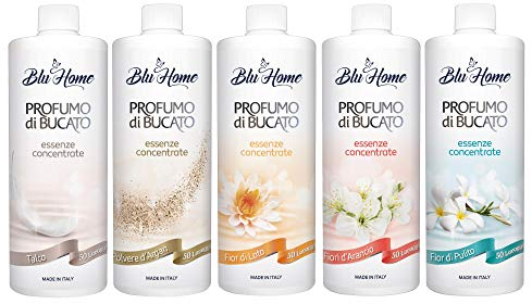 Blu Home Profumo per BUCATO, Essenza Profuma Bucato, Essenza Bucato a Lunga Durata, Super Concentrato per Lavatrice (5 x 100 ml, Summer Kit)