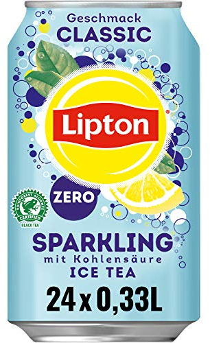 LIPTON ICE TEA Sparkling Zero Classic, Kohlensäurehaltiger Eistee mit Zitronen Geschmack ohne Zucker (24 x 0.33l)