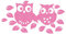 kleb-Drauf | 1 Eulenpaar | Rosa - glänzend | Wandtattoo Wandaufkleber Wandsticker Aufkleber Sticker | Wohnzimmer Schlafzimmer Kinderzimmer Küche Bad | Deko Wände Glas Fenster Fliese Tür