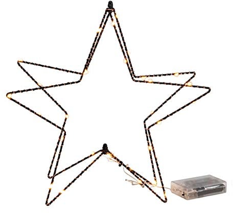 Weihnachts Deko Tischleuchte Stern 38 LED - 30 cm - Metall Fensterdeko Tischlampe Weihnachtsstern schwarz