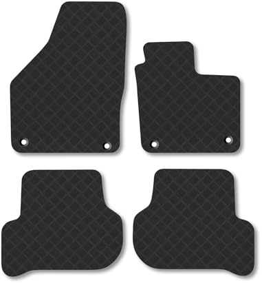 Rubber Car Mats Compatible With VW Golf Plus (2010-2014) Tailored Fit Car Floor Mats Set Accessory Custom Fit Anti-Slip Backing Heavy-Duty Waterproof Easy-Clean Durable All Weather Full Coverage