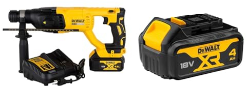 DEWALT - Perforateur-Burineur SDS-PLUS Brushless 2.6J 18V 4Ah Li-Ion - Sans Fil avec Coffret TSTAK & Batterie XR 18V 4 Ah Li-Ion - DCB182-XJ - Compatible Avec Tous Les Outils XR 18V Bricolage