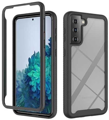 Handyhülle Kompatibel mit Samsung Galaxy S21+ Hülle | Schutzhülle für Galaxy S21+ Stoßfest Outdoor Cover 2 Teilig TPU Bumper Case mit Kanteschutz | Schwarz