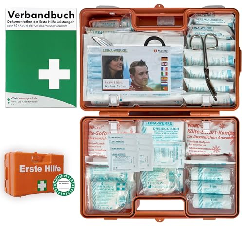 Verbandskoffer/Verbandskasten (G) - Erste Hilfe nach AKTUELLER DIN 13169 für Betriebe -DSGVO- INKL. PERFORIERTEM VERBANDBUCH