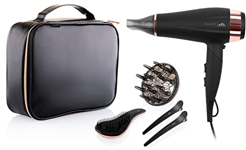 ETA Haartrockner Fenite I Black Edition I Klappbar I 2200 W I Ion-Funktion I Kaltstufe I Sehr leicht I Diffusor I Reisetasche I 3 Temperatureinstellungen I 2 Geschwindigkeiten I Reisehaartrockner