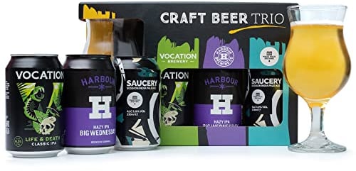 Craft Beer Gifts for Men, Premium Beer Gift Set - 3x 330ml Magic Rock Saucery Session IPA, Yu Lu Session Pale Ale, Lukas Helles Lager & Glass - Alcohol Gift for Men, Fathers Day, Dad Birthday Gifts