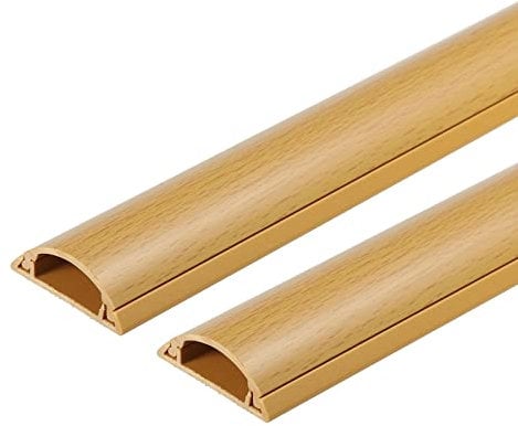 PATIKIL Floor/Wall Cable Raceway Cord Cover 39Lx1.2Wx0.4H Cord Hider Channel Self-Adhesive Wood Grain for TV Wire Management 2pcs