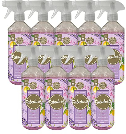 Fabulosa Antibacterial Disinfectant Spray, All Purpose Multi Surface Cleaner, 500ml, 9 pack, Lemon Lavender