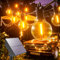 Kawaya Solar Lichterkette Außen 10M LED Lichterkette Aussen Solar Wiederaufladbar 5 Lichtmodi IP65 Wasserdicht mit G40 15+1 Glühbirnen Warmweiß Outdoor Balkon Lichterkette für Garten Terrasse