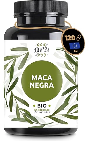 Maca Noire Péruvienne 100% Pure BIO, 120 Capsules De Maca Andine, Sans Additifs. Supplément Énergétique Et Exhausteur, Totalement Naturel Sans Produits Chimiques. Végétalien. Racine De Maca Pure (120)