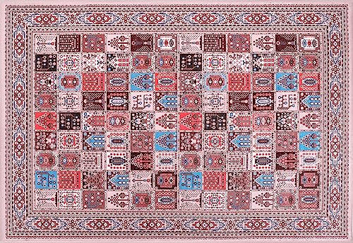 DAPHNE HOME DECOR Machine Washable Area Rugs For Kitchen, Bedroom, Dining Room and Living Room Non Slip Area Rugs | Soft Short Pile | Kid Pet Friendly Rug (Brown Multicolor, 160X230 CM)
