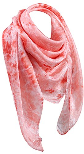 Rubruan Damen Seidentuch Halstuch Seidenschal – Chinesische Luxuriöse 100% Echte Maulbeerseide Naturfaser Handarbeit Färbung Tie-Dye Batik Vierecktuch Kopftuch – 90 x 90 cm (Rosa)