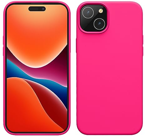 kwmobile Case for iPhone 15 Plus Case - Soft TPU Silicone Cover - Neon Pink