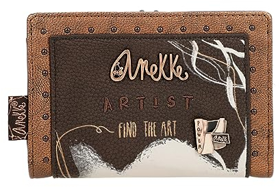 Anekke - Flexible Geldbörse für Damen - RFID-Schutz - Geldbörse aus Kunstleder mit Reißverschluss und Zunge - Braun Shoen - Accessoires und Accessoires für Damen - Maße 14x10x2 cm, bunt