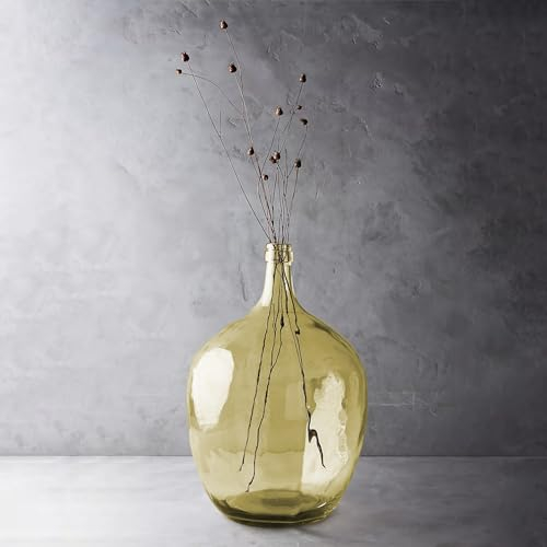 Extra große Glas-Bodenvase für hohes Pampasgras, goldene, klare Glasvasen für hohe Äste, Pflanze, robuste runde Ballonvase für Wohnzimmer, Heimdekoration, 53,3 cm