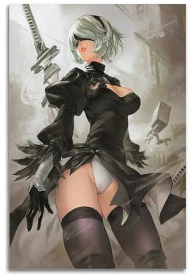 Quem Poster, Motiv: Game NieR Automata Yoreha Nr. 2, Typ B, dekoratives Gemälde, Leinwand, Wandposter und Kunstdruck, moderne Familienschlafzimmer-Dekoration, Poster, 30 x 45 cm